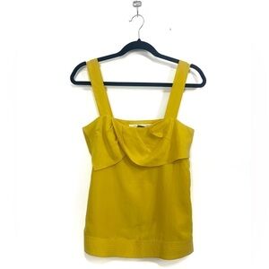 Diane Von Furstenberg 100% Silk Yellow Square Neck Tank Sz 4